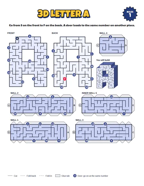 3D letter maze: a starter page