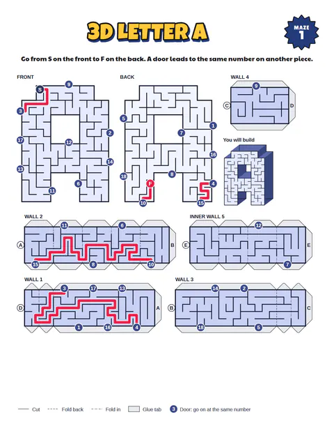 3D letter maze: the same page solved